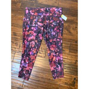 Athleta Pink & Purple Watercolor Floral Athletic Pants, Size 3X